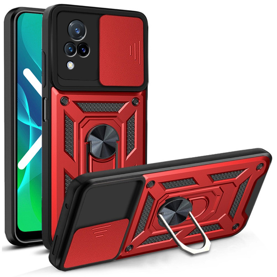 Etui pancerne do Vivo V21 5G, CamShield Slide, czerwone