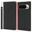 Etui z klapką do Google Pixel 10 Pro XL, skórzane Litchi Grain, czarne