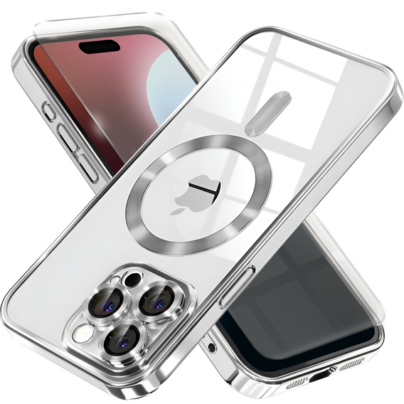 Etui do iPhone 16 Pro, Electro MagSafe, srebrne + Szkło na ekran