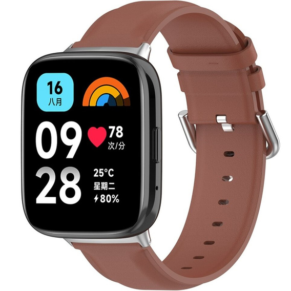 Pasek Skórzany do Xiaomi Redmi Watch 3 Active, Brązowy