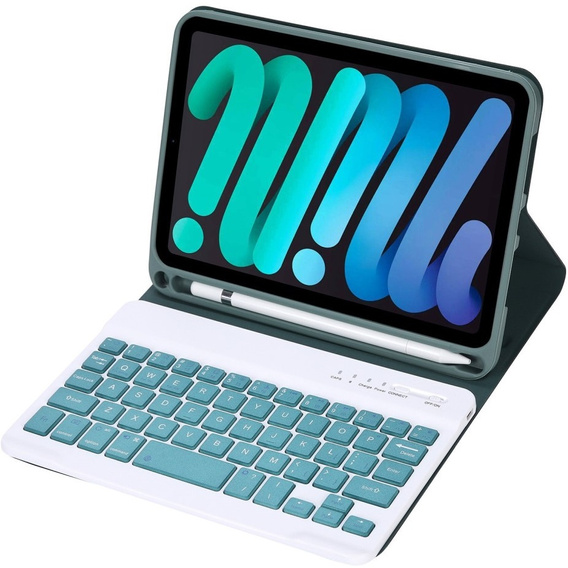 Etui z klawiaturą bluetooth do iPad mini 8.3" 2021 (6 gen.) / iPad mini 8.3" 2024 (7 gen.), Ciemnozielone