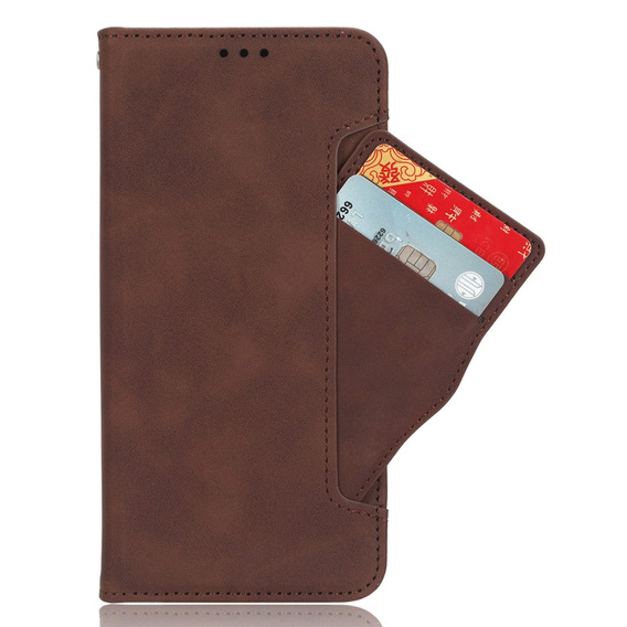 Etui z klapką do Xiaomi Poco F7 Ultra, Card Slot, brązowe