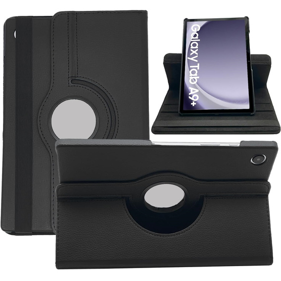 Etui do Samsung Galaxy Tab A9+, Obrotowe 360, czarne