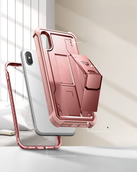 Etui pancerne do iPhone XS Max, Dexnor Full Body, różowe