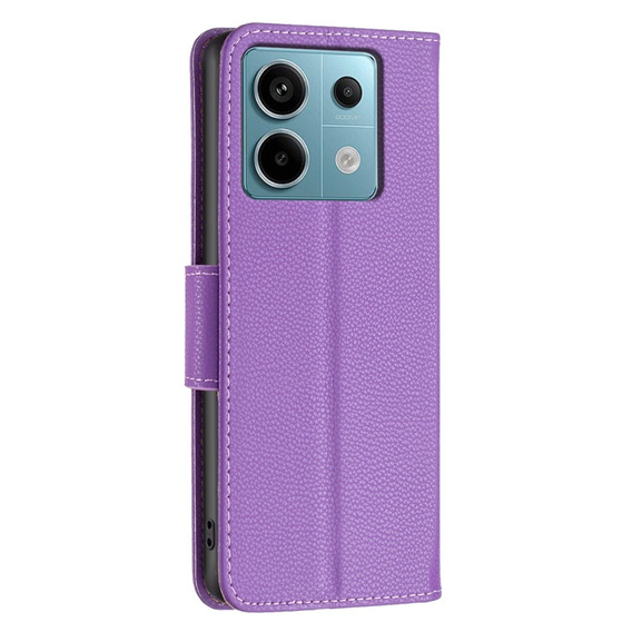 Etui z klapką do Xiaomi Redmi Note 13 Pro 5G, Wallet Litchi Leather, fioletowe