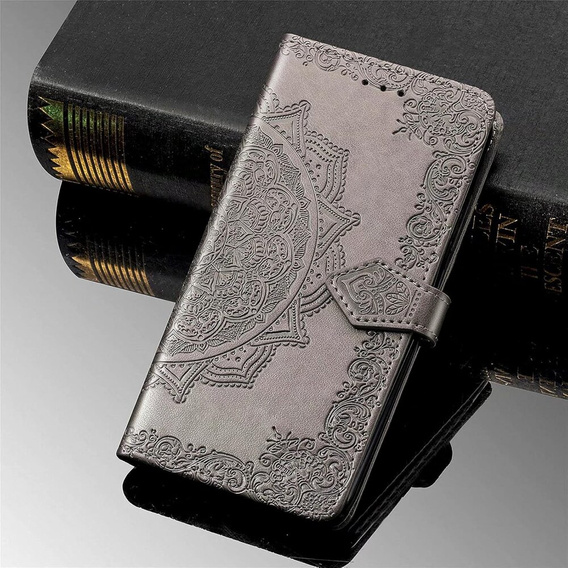 Etui z klapką do Motorola Edge 50 Fusion 5G, Mandala, szare