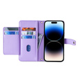 Etui z klapką do iPhone 14 Pro, Wallet Zipper Pocket, fioletowe