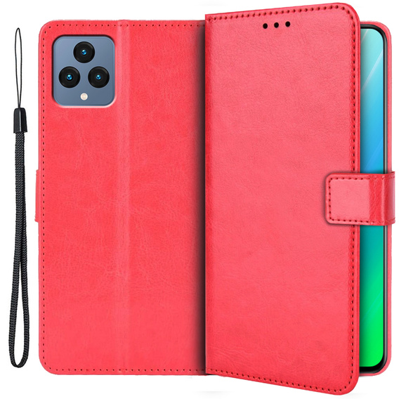 Etui z klapką do T Phone 5G, Crazy Horse Wallet, czerwone