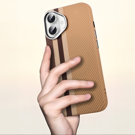 Etui do iPhone 16, Carbon Fiber MagSafe, żółte
