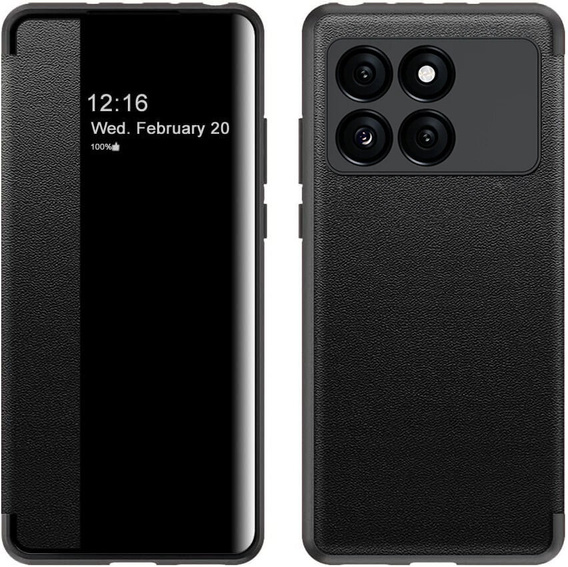Etui z klapką do Xiaomi Poco F6 Pro, Side View, czarne