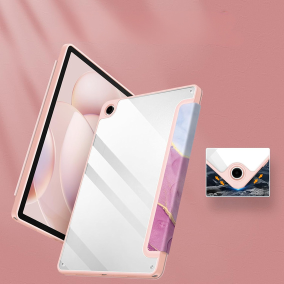 Etui Smartcase Hybrid do Samsung Galaxy Tab A9+, z miejscem na rysik – różowe Marble