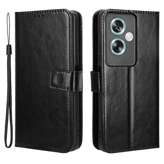Etui z klapką do Oppo A79 5G, Crazy Horse Wallet, czarne