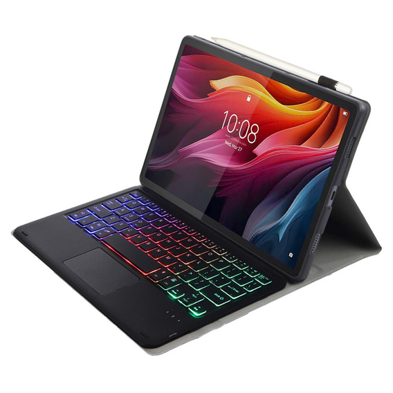 Etui z podświetlaną klawiaturą bluetooth do Lenovo Tab K11 Plus, Czarne