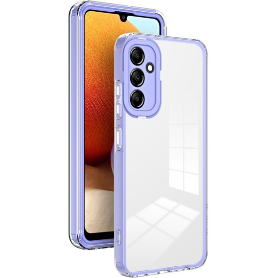 Zestaw Etui do Samsung Galaxy A14 5G, AntiDrop Hybrid Case, Przezroczyste z fioletową ramką + szkło
