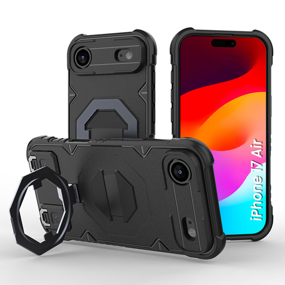 Etui do iPhone 17 Air, do MagSafe, pancerne z podstawką, czarne