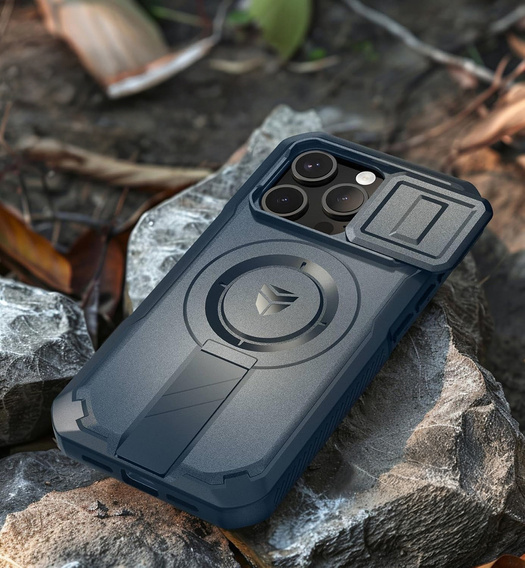 Dexnor – magnetyczne etui z osłoną aparatu do iPhone 15 Pro - niebieskie