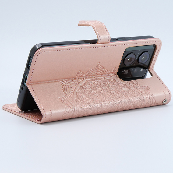 Etui z klapką do Xiaomi 13T / 13T Pro, Mandala, różowe rose gold