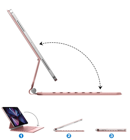 Etui z klawiaturą Dracool do iPad Air 11" 2024 (6 gen.) / Air 10.9" 2022/2020 (5/4 gen.) / Pro 11" 2022/2021/2020/2018 (4/3/2/1 gen.), różowe