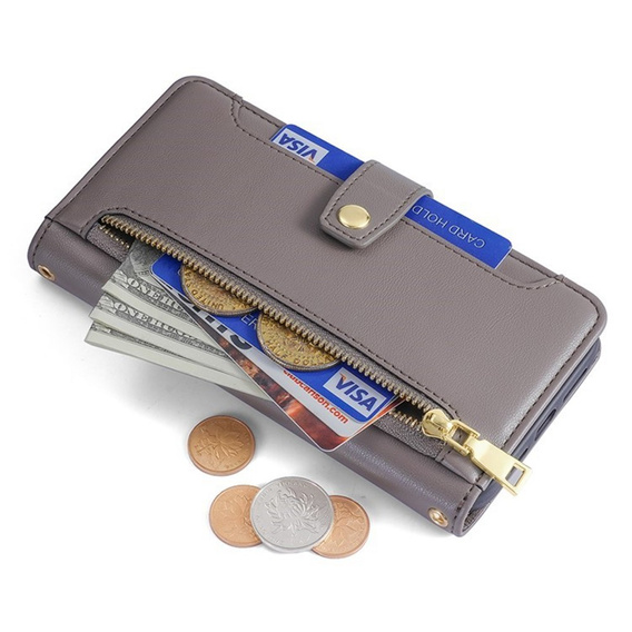 Etui z klapką i kieszenią na suwak do iPhone 17 Pro