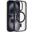 Etui do iPhone 16 Pro Max, do MagSafe, ERBORD Matt Case, przezroczyste / czarne + Szkło na ekran