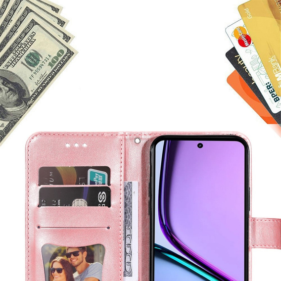 Etui z klapką do Realme C67, Mandala, różowe rose gold