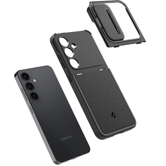 Etui Spigen do Samsung Galaxy S24, Optik Armor, Czarne + Szkło