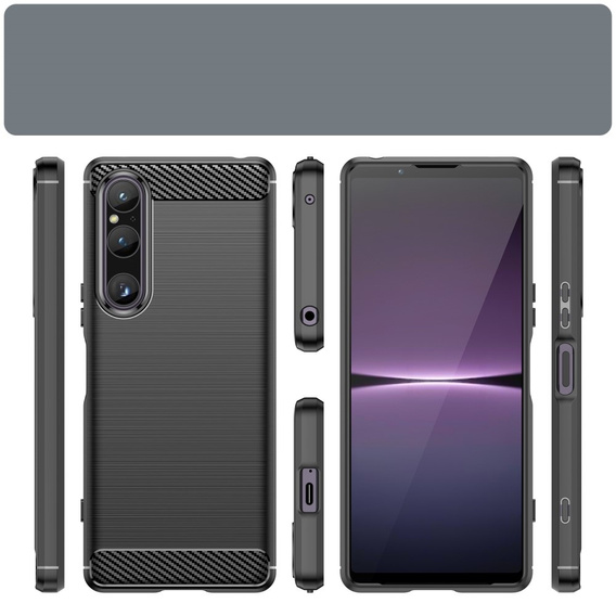 Etui do Sony Xperia 1 V, Karbon, czarne