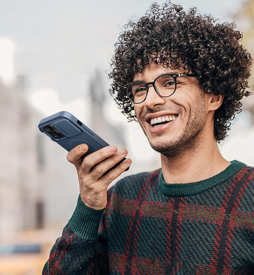 Magnetyczne etui ochronne SURITCH z podstawką i osłoną aparatu – do iPhone 14 Pro Max - niebieskie