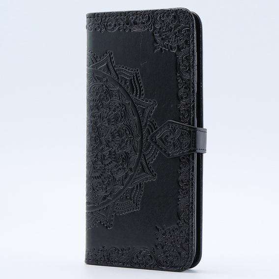 Etui z klapką do Motorola Moto G54 5G, Mandala, czarne