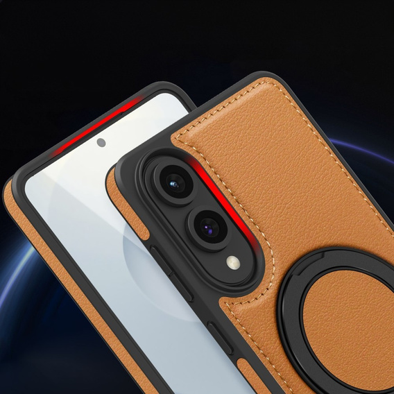 Etui do Samsung Galaxy S25 Edge, magnetyczne z podstawką – brązowe