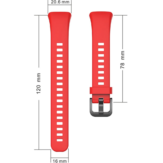 Pasek Silikonowy do Huawei Band 6 / Honor Band 6, Red