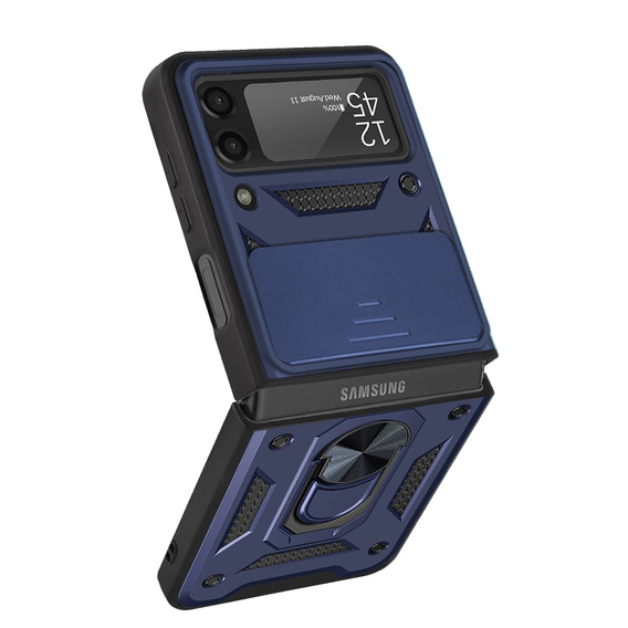 Etui pancerne do Samsung Galaxy Z Flip3 5G, CamShield Slide, niebieskie