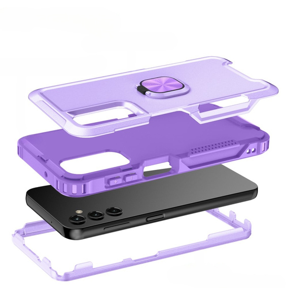 Etui do Samsung Galaxy A14 4G/5G, pancerne z ringiem, fioletowe
