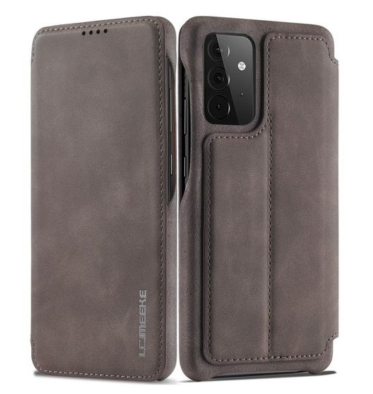 Etui z klapką do Samsung Galaxy A52 5G / 4G, LC.IMEEKE, szare