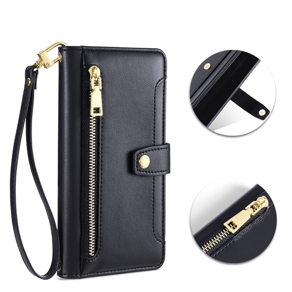 Etui z klapką do Xiaomi Redmi Note 13 Pro+, Wallet Zipper Pocket, czarne