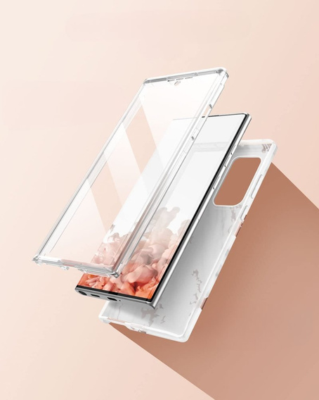 Etui do Samsung Galaxy S22 Ultra, Suritch Full Body Marble, białe