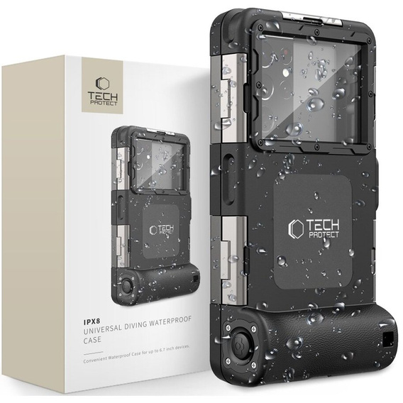 Uniwersalne Etui Wodoodporne na telefon IPX8, Tech-Protect, czarne