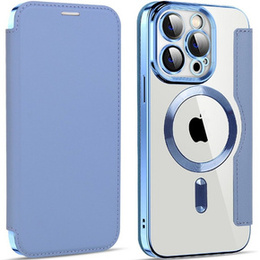 Etui z klapką do iPhone 14 Pro, RFID Wallet MagSafe z ochroną aparatu, niebieskie
