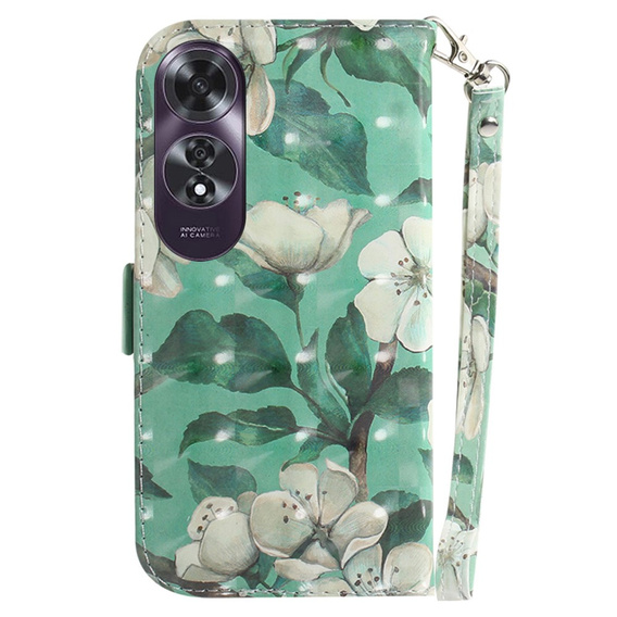 Etui z klapką do Oppo A60, Wallet, Flowers białe