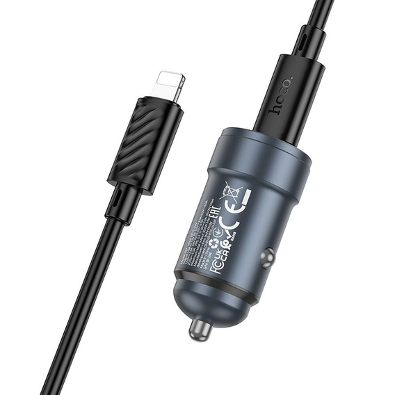 Ładowarka samochodowa Hoco Z57 USB-C QC3.0 PD 30W + kabel USB-C do Lightning