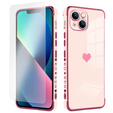 Zestaw Etui do Apple iPhone 13, Electro heart, Różowe rose gold + Szkło