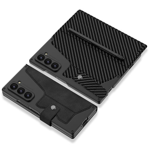 Etui portfelowe z klapką carbon czarny do Samsung Galaxy Z Fold 7 5G