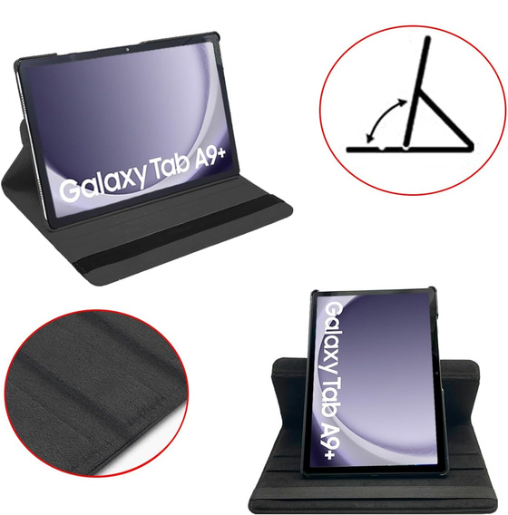 Etui do Samsung Galaxy Tab A9+, Obrotowe 360, czarne