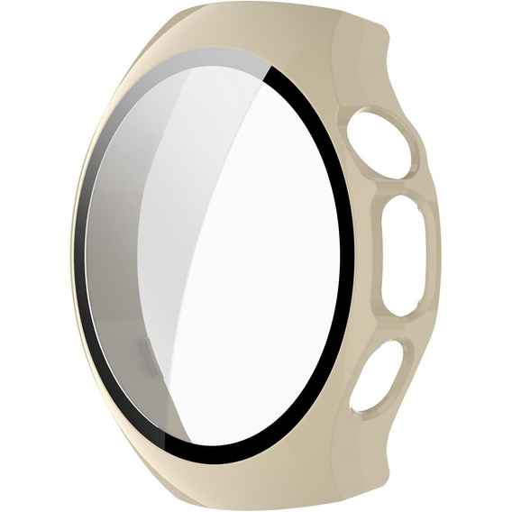 2w1 Etui z twardą ramką i szkłem hartowanym do Huawei Watch 5 42mm - beżowe