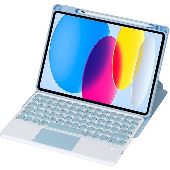 Etui z klawiaturą do iPad 11" 2025 A16 (11 gen.) / iPad 10.9" 2022 (10 gen.), Rotary 360° Leather Touchpad, jasnoniebieskie