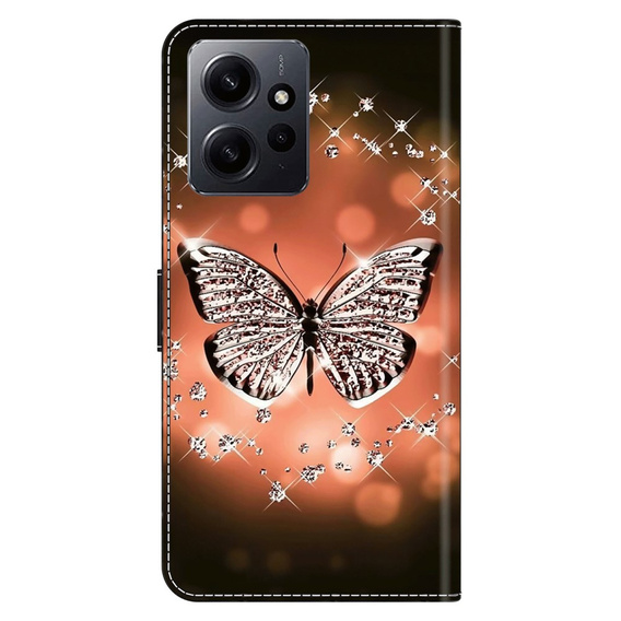Etui z klapką do Xiaomi Redmi Note 12 4G, Wallet, Butterfly czarne