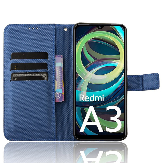 Etui z klapką do Xiaomi Redmi A3, Wallet Smart Magnet, niebieskie