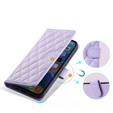 Etui z klapką do Samsung Galaxy S20 FE, Rhombus Crossbody Leather, fioletowe