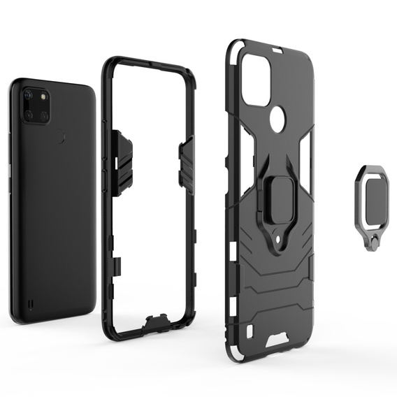 Etui do Realme C21Y, Kickstand Ring, czarne