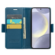 Etui do Samsung Galaxy S24, ERBORD Glossy Litchi, portfel z klapką, niebieskie